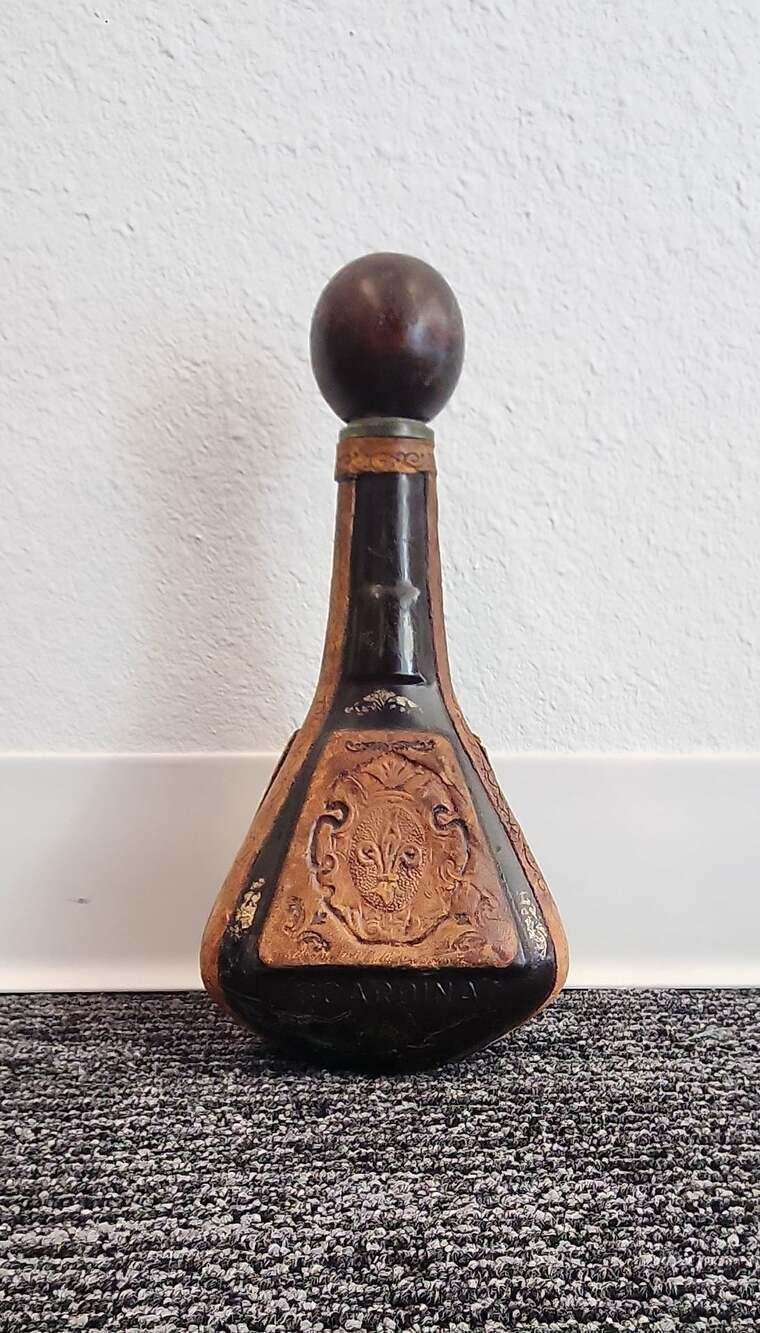 Vintage Italian Leather Wrapped Glass Decanter Made for Rico Industries